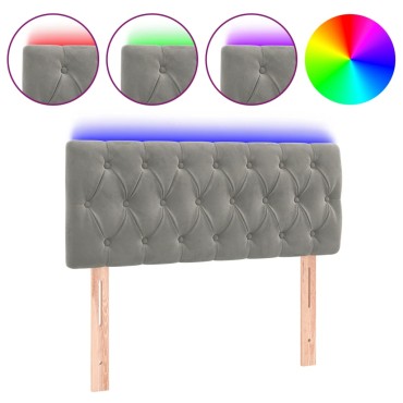 vidaXL Κεφαλάρι Κρεβατιού LED Ανοιχτό Γκρι 90x7x78/88cm Βελούδινο 1 τεμ.