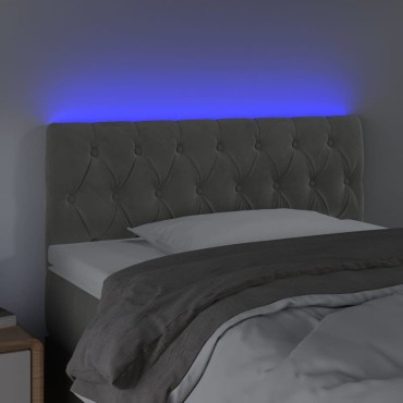 vidaXL Κεφαλάρι Κρεβατιού LED Ανοιχτό Γκρι 90x7x78/88cm Βελούδινο 1 τεμ.