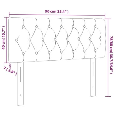 vidaXL Κεφαλάρι Κρεβατιού LED Ανοιχτό Γκρι 90x7x78/88cm Βελούδινο 1 τεμ.