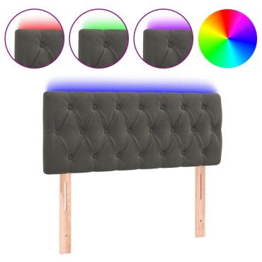 vidaXL Κεφαλάρι Κρεβατιού LED Σκούρο Γκρι 90x7x78/88cm Βελούδινο 1 τεμ.