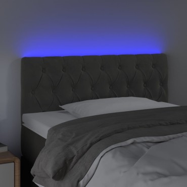 vidaXL Κεφαλάρι Κρεβατιού LED Σκούρο Γκρι 90x7x78/88cm Βελούδινο 1 τεμ.