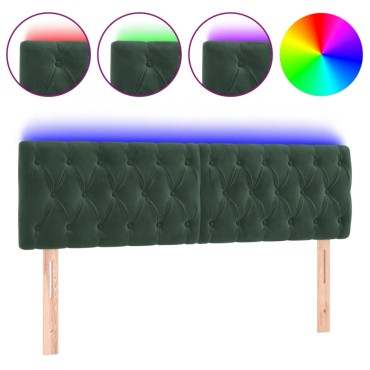 vidaXL Κεφαλάρι Κρεβατιού LED Σκούρο Πράσινο 160x7x78/88cm Βελούδινο 1 τεμ.