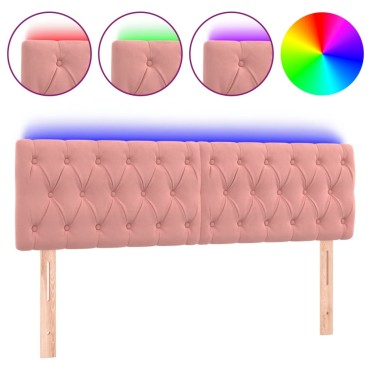 vidaXL Κεφαλάρι Κρεβατιού LED Ροζ 160x7x78/88cm Βελούδινο 1 τεμ.
