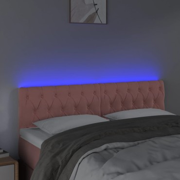 vidaXL Κεφαλάρι Κρεβατιού LED Ροζ 160x7x78/88cm Βελούδινο 1 τεμ.