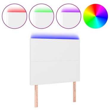 vidaXL Κεφαλάρι Κρεβατιού LED Λευκό 90x5x118/128 εκ 1 τεμ.