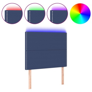 vidaXL Κεφαλάρι Κρεβατιού LED Μπλε 100x5x118/128cm Υφασμάτινο 1 τεμ.
