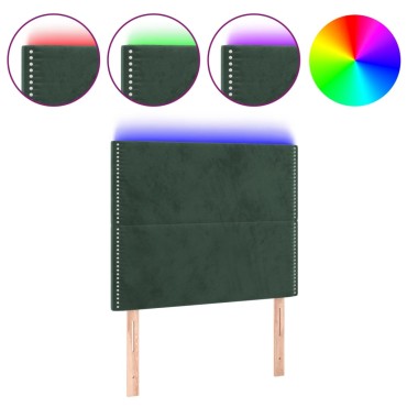 vidaXL Κεφαλάρι Κρεβατιού LED Σκούρο Πράσινο 100x5x118/128cm 1 τεμ.