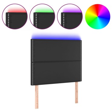 vidaXL Κεφαλάρι Κρεβατιού LED Μαύρο 90x5x118/128cm 1 τεμ.