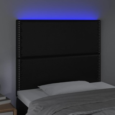 vidaXL Κεφαλάρι Κρεβατιού LED Μαύρο 90x5x118/128cm 1 τεμ.
