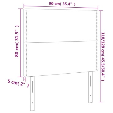 vidaXL Κεφαλάρι Κρεβατιού LED Μαύρο 90x5x118/128cm 1 τεμ.