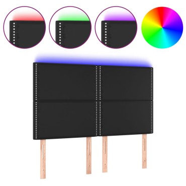 vidaXL Κεφαλάρι Κρεβατιού LED Μαύρο 144x5x118/128 εκ 1 τεμ.