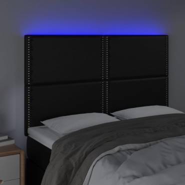 vidaXL Κεφαλάρι Κρεβατιού LED Μαύρο 144x5x118/128 εκ 1 τεμ.