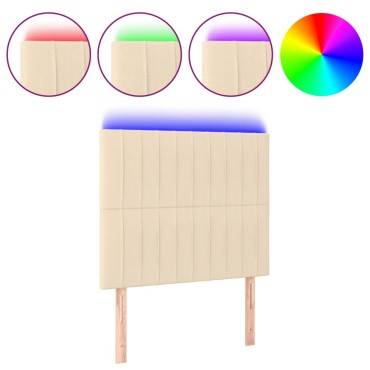 vidaXL Κεφαλάρι Κρεβατιού LED Κρεμ 100x5x118/128cm Υφασμάτινο 1 τεμ.