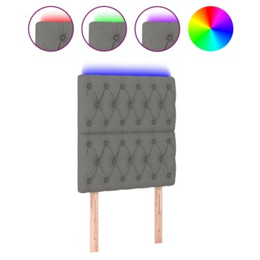 vidaXL Κεφαλάρι Κρεβατιού LED Σκούρο Γκρι 80x7x118/128cm Υφασμάτινο 1 τεμ.