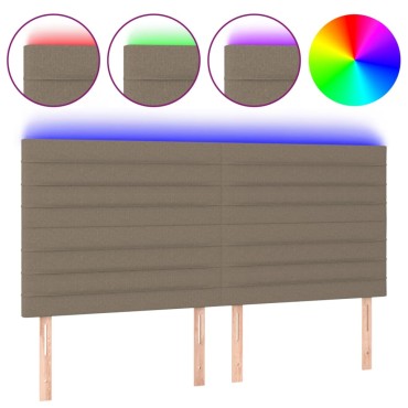vidaXL Κεφαλάρι Κρεβατιού LED Taupe 200x5x118/128cm Υφασμάτινο 1 τεμ.