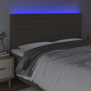 vidaXL Κεφαλάρι Κρεβατιού LED Taupe 200x5x118/128cm Υφασμάτινο 1 τεμ.