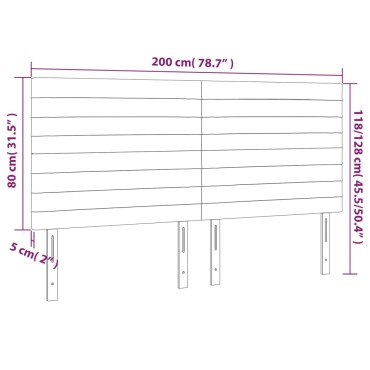 vidaXL Κεφαλάρι Κρεβατιού LED Taupe 200x5x118/128cm Υφασμάτινο 1 τεμ.