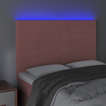 vidaXL Κεφαλάρι Κρεβατιού LED Ροζ 144x5x118/128cm Βελούδινο 1 τεμ.