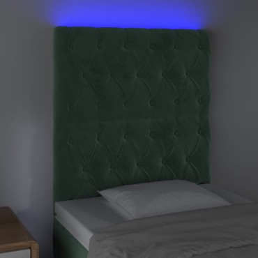 vidaXL Κεφαλάρι Κρεβατιού LED Σκούρο Πράσινο 80x7x118/128cm 1 τεμ.