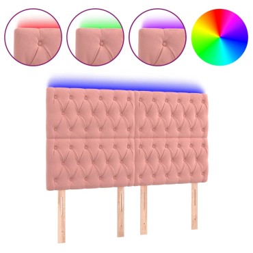 vidaXL Κεφαλάρι Κρεβατιού LED Ροζ 160x7x118/128cm Βελούδινο 1 τεμ.