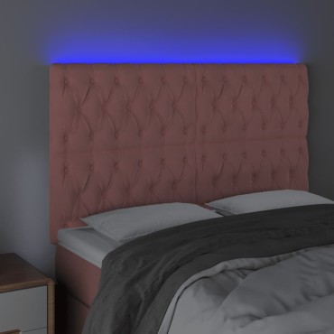 vidaXL Κεφαλάρι Κρεβατιού LED Ροζ 160x7x118/128cm Βελούδινο 1 τεμ.