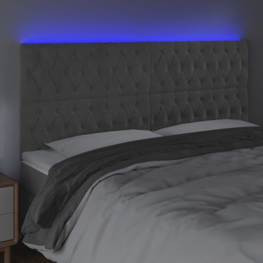 vidaXL Κεφαλάρι Κρεβατιού LED Ανοιχτό Γκρι 200x7x118/128cm Βελούδινο 1 τεμ.