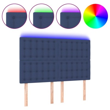 vidaXL Κεφαλάρι Κρεβατιού LED Μπλε 144x5x118/128cm Υφασμάτινο 1 τεμ.