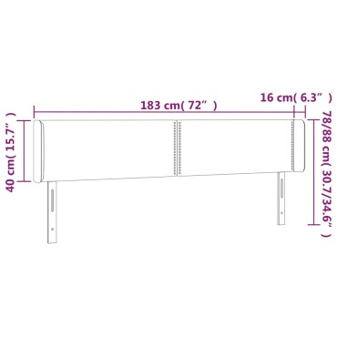vidaXL Κεφαλάρι Κρεβατιού LED Σκούρο Πράσινο 183x16x78/88cm Βελούδινο 1 τεμ.