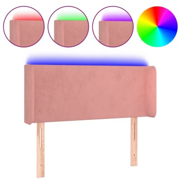 vidaXL Κεφαλάρι Κρεβατιού LED Ροζ 83x16x78/88cm Βελούδινο 1 τεμ.