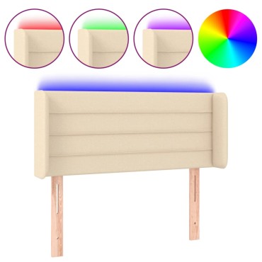 vidaXL Κεφαλάρι Κρεβατιού LED Κρεμ 93x16x78/88cm Υφασμάτινο 1 τεμ.