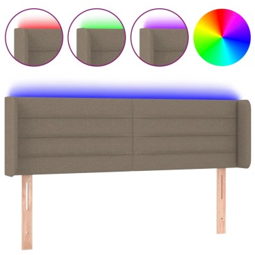 vidaXL Κεφαλάρι Κρεβατιού LED Taupe 147x16x78/88cm Υφασμάτινο 1 τεμ.