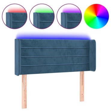 vidaXL Κεφαλάρι Κρεβατιού LED Σκούρο Μπλε 83x16x78/88cm Βελούδινο 1 τεμ.