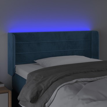 vidaXL Κεφαλάρι Κρεβατιού LED Σκούρο Μπλε 83x16x78/88cm Βελούδινο 1 τεμ.