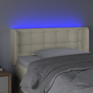 vidaXL Κεφαλάρι Κρεβατιού LED Κρεμ 103x16x78/88cm από Συνθετικό Δέρμα 1 τεμ.