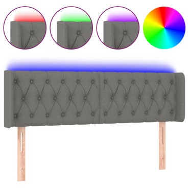 vidaXL Κεφαλάρι Κρεβατιού LED Σκούρο Γκρι 147x16x78/88cm Υφασμάτινο 1 τεμ.