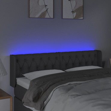 vidaXL Κεφαλάρι Κρεβατιού LED Σκούρο Γκρι 147x16x78/88cm Υφασμάτινο 1 τεμ.