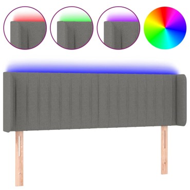vidaXL Κεφαλάρι Κρεβατιού LED Σκούρο Γκρι 147x16x78/88cm Υφασμάτινο 1 τεμ.