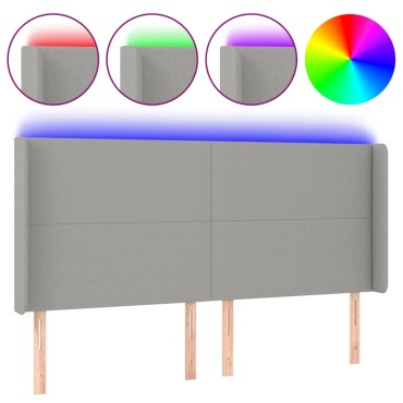 vidaXL Κεφαλάρι Κρεβατιού LED Ανοιχτό Γκρι 163x16x118/128cm 1 τεμ.