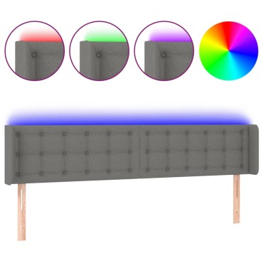 vidaXL Κεφαλάρι Κρεβατιού LED Σκούρο Γκρι 203x16x78/88cm Υφασμάτινο 1 τεμ.
