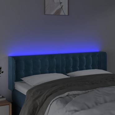 vidaXL Κεφαλάρι Κρεβατιού LED Σκούρο Μπλε 147x16x78/88cm Βελούδινο 1 τεμ.
