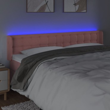 vidaXL Κεφαλάρι Κρεβατιού LED Ροζ 203x16x78/88cm Βελούδινο 1 τεμ.