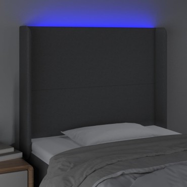 vidaXL Κεφαλάρι Κρεβατιού LED Σκούρο Γκρι 93x16x118/128cm Υφασμάτινο 1 τεμ.