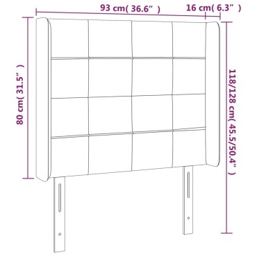 vidaXL Κεφαλάρι Κρεβατιού LED Σκούρο Γκρι 93x16x118/128cm Υφασμάτινο 1 τεμ.