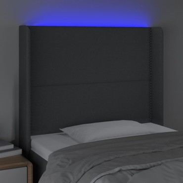 vidaXL Κεφαλάρι Κρεβατιού LED Σκούρο Γκρι 103x16x118/128cm Υφασμάτινο 1 τεμ.