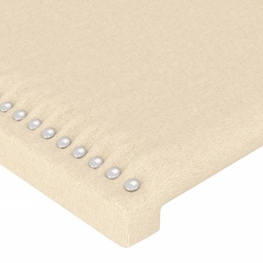 vidaXL Κεφαλάρι Κρεβατιού LED Κρεμ 147x16x118/128cm Υφασμάτινο 1 τεμ.