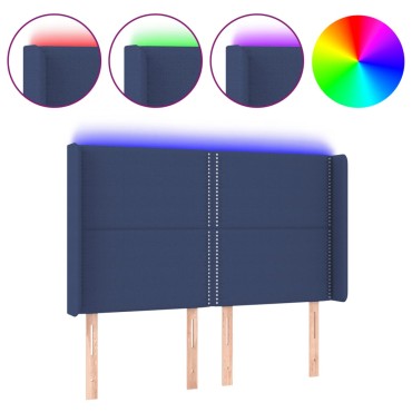 vidaXL Κεφαλάρι Κρεβατιού LED Μπλε 147x16x118/128cm Υφασμάτινο 1 τεμ.