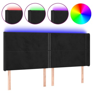 vidaXL Κεφαλάρι Κρεβατιού LED Μαύρο 183x16x118/128cm Βελούδινο 1 τεμ.