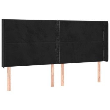 vidaXL Κεφαλάρι Κρεβατιού LED Μαύρο 183x16x118/128cm Βελούδινο 1 τεμ.