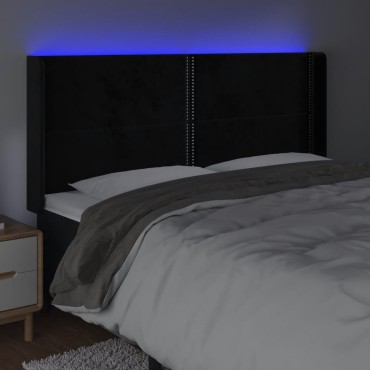 vidaXL Κεφαλάρι Κρεβατιού LED Μαύρο 183x16x118/128cm Βελούδινο 1 τεμ.