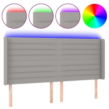 vidaXL Κεφαλάρι Κρεβατιού LED Ανοιχτό Γκρι 163x16x118/128cm 1 τεμ.